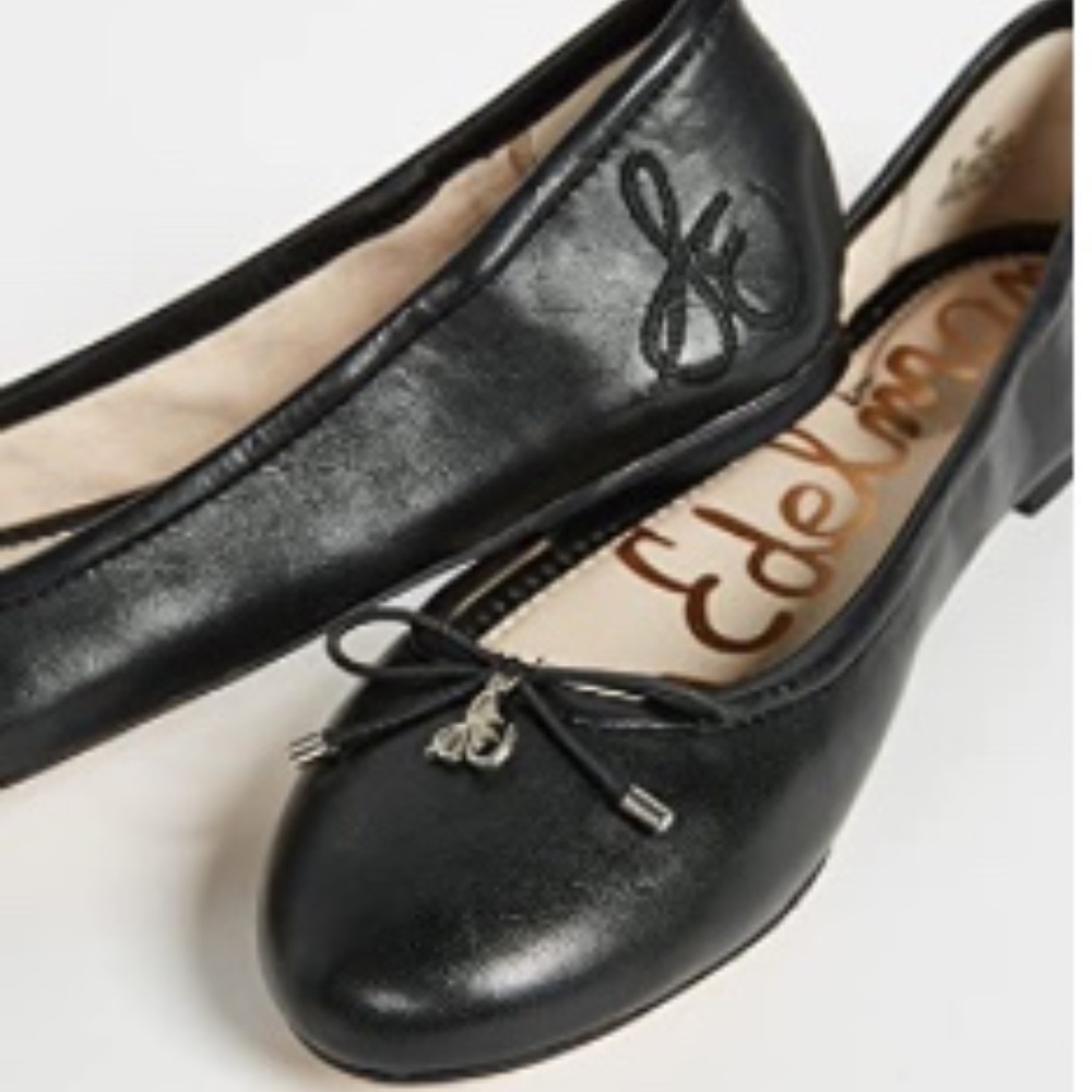 SAM EDELMAN FELECIA CLASSIC BALLET FLAT IN BLACK LEATHER SIZE 8.5